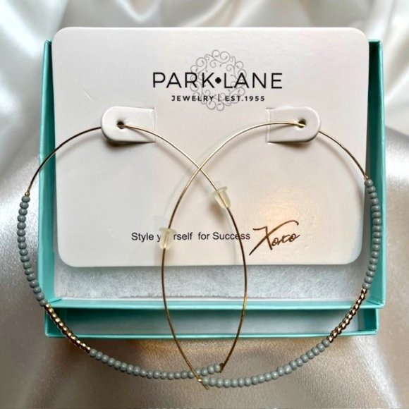 Park Lane Jewelry - Park Lane Jewelry "Collins" Threader Earrings - Gold/Gray Beads - 3" Long